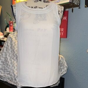 Joe Fresh White Women's Tank Top with Lace Detail